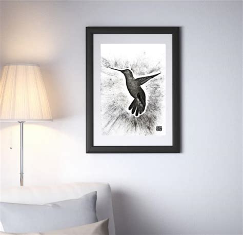 Hummingbird Pencil Drawing Print, Original Drawing Print, Pencil and ...