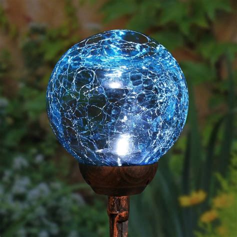 31 Crackle Glass Solar Ball Stake Blue Exhart In 2023 Glass Ball