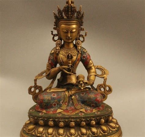 China Tibet Cloisonne Budismo Purple Bronce Gild Vajrasattva