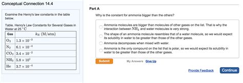 Solved Examine the Henry's law constants in the table below. | Chegg.com