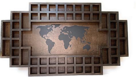 Reno Direct 52 Slot Shot Glass Display Mahogany World Map Home And Kitchen