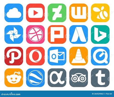 20 Social Media Icon Pack Including Quicktime Media Plurk Vlc