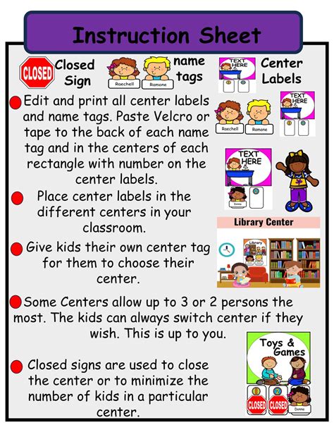 Editable Classroom Center Labels With Kids Name Tags and Closed Signs ...