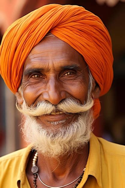 Un Hombre Con Bigote Y Un Turbante Foto Premium