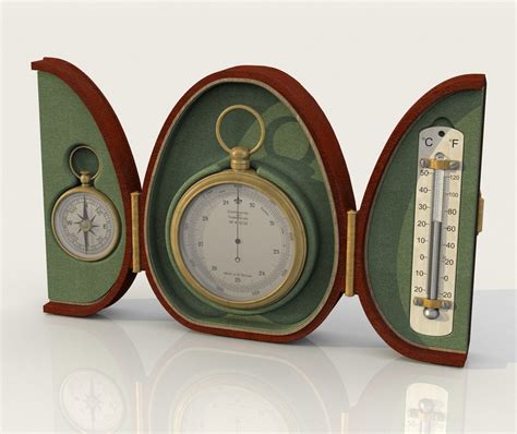 Vintage pocket barometer thermometer model - TurboSquid 1438759