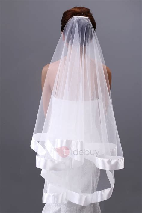 Elegant Fingertip Wedding Veil With Satin Edge Tidebuy