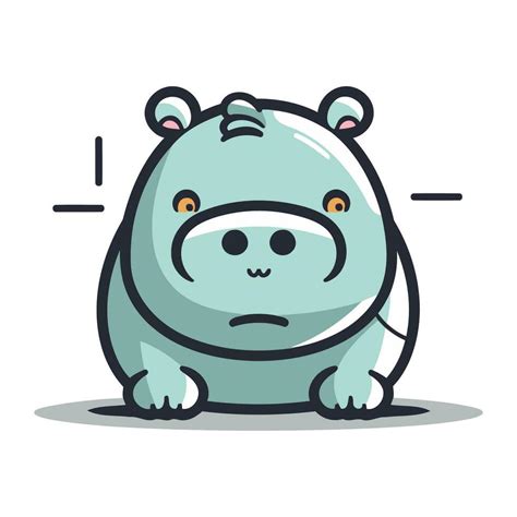 Sad Hippo Character Vector Illustration Colorful Flat Design