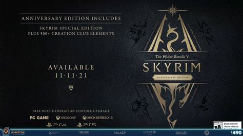 The Elder Scrolls V: Skyrim Anniversary Edition Announced; Free Next ...