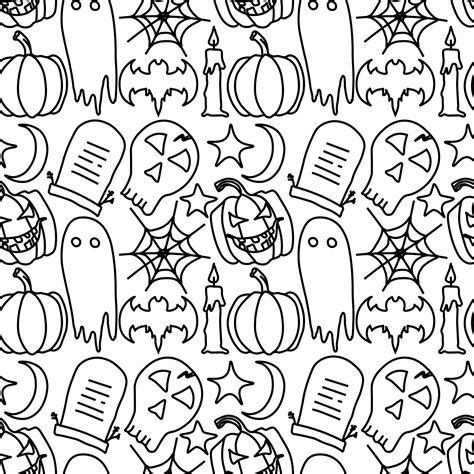 Seamless Halloween Pattern Doodle Vector Halloween Background 10777884 Vector Art At Vecteezy