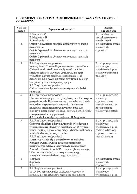 Odpowiedzi Do Maturalnych Kart Pracy Zrozumiec Przeszlosc 2 Doc