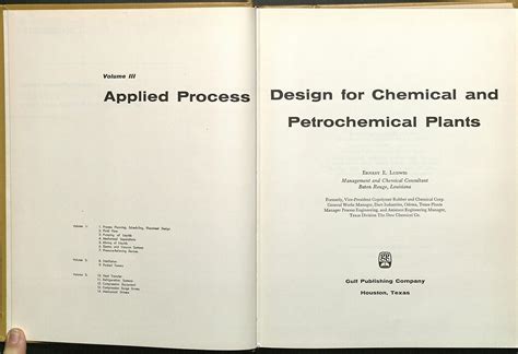 Applied Process Design For Chemical And Petrochemical Plants Volume