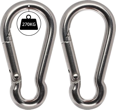 Edelstahl Karabiner 2 Stück 230 kg Tragkraft Größe 80x8mm