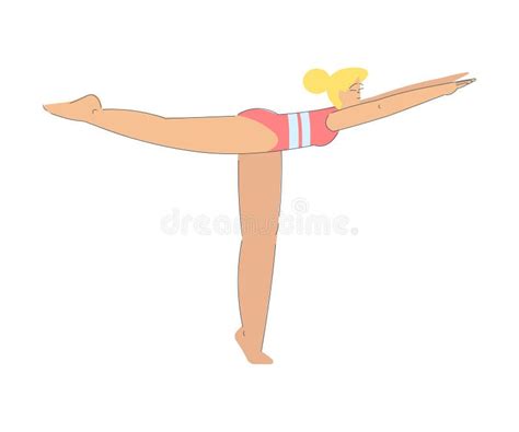 Woman Character In Swimsuit Standing In Yoga Pose Enjoying Summer