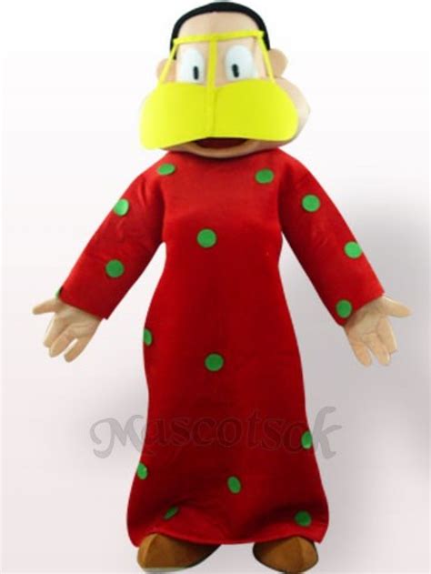 Fat Woman In Red Clothes Plush Adult Mascot Costume