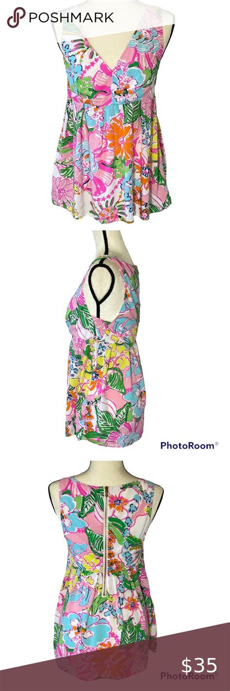 Lilly Pulitzer Womens Floral Babydoll Tank Top Size Medium Flowy Summer