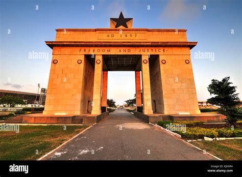 The Independence Arch Of Independence Square Of Accra Ghana At Sunset