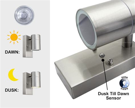 Dusk Till Dawn Sensor Outdoor Single Or Up Down Wall Light Stainless