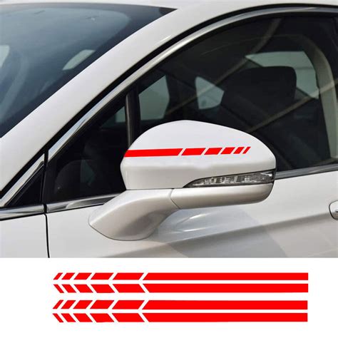 4pcs Red Car Rearview Mirror Side Decal Stripe Vinyl Decor Sticker