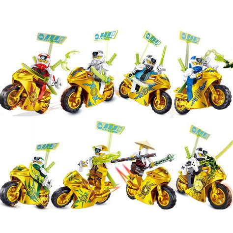 Ninjago Season 12 Custom Golden Motorcycle 8pcs Minifigures Set Js Little Things