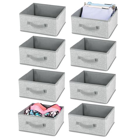 mDesign Soft Fabric Closet Organizer Box with Front Pull Handle, 8 Pack ...