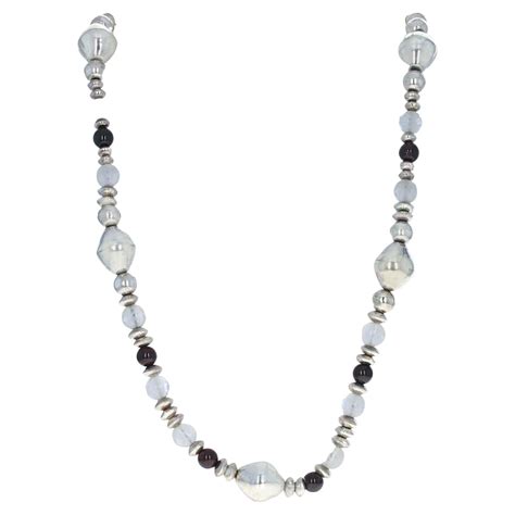 Black Onyx And Hematite Beaded Statement Necklace With Sterling Silver