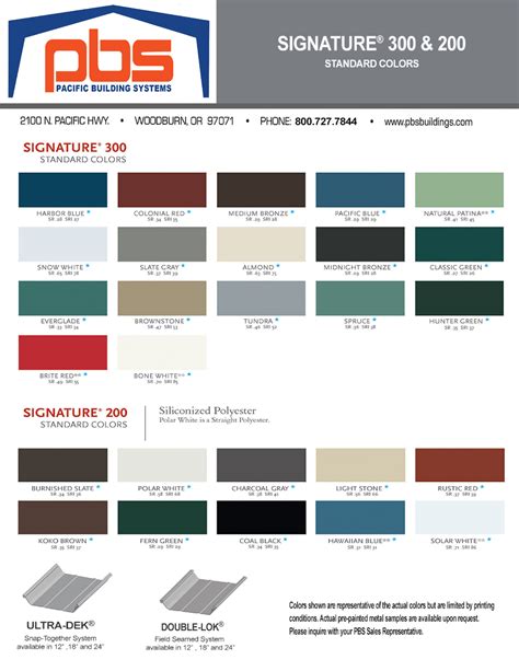 Color Charts — Steel Building Colors — Pacific Building Systems