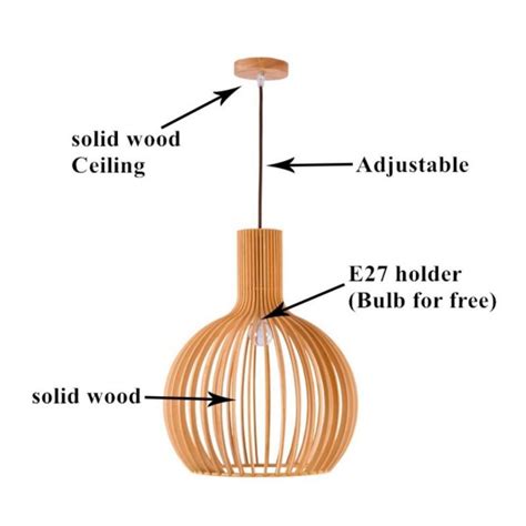 Wooden Chandelier Dining Poom Birdcage Pendant Light