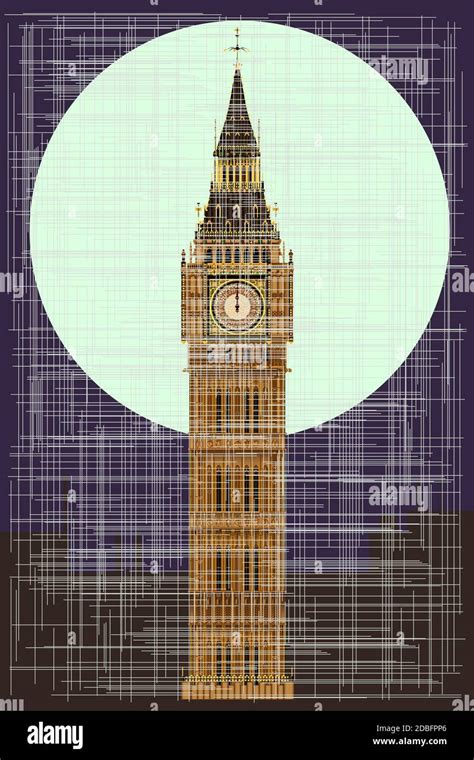 A Grunge Version Of Thehe London Landmark Big Ben Clocktower At