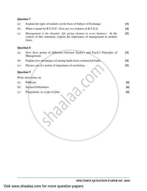 Commerce Isc Commerce Class Set Question Paper With