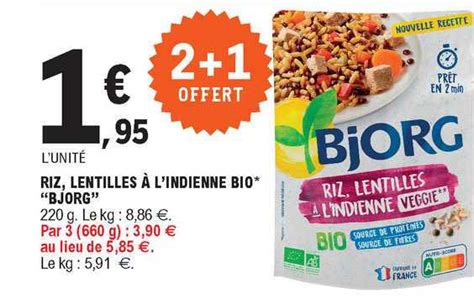 Promo Riz Lentilles à L indienne Bio bjorg chez E Leclerc