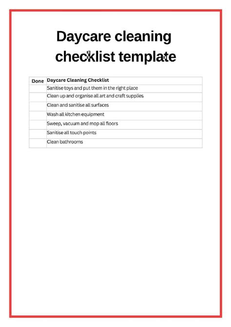 Daycare Cleaning Checklist Childcare Cleaning App