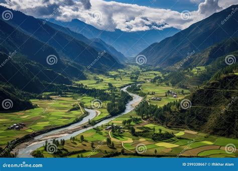 Aerial View Of The Valley In Himalayas Nepal Aerial View Of Paro