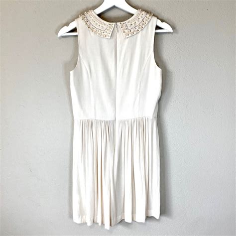 Kensie Dresses Kenzie Dress With Beaded Wide Collar In Nude Poshmark