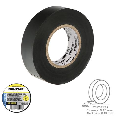 Cinta Aislante Profesional Negra Espesor 0 13 Mm Ancho 19 Mm Rollo 25