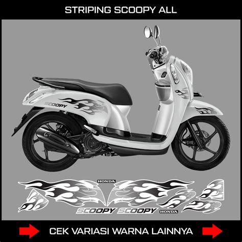 Jual STRIPING STIKER MOTIP API BUAT SEMUA SCOOPY DASAR WARNA PUTIH