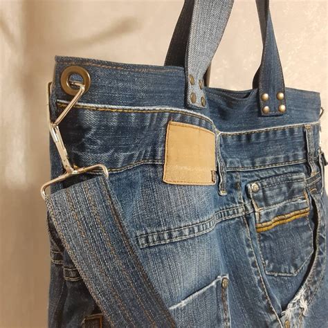 Bolso Tote Denim Bolso Grande Jean Unisex Bolso Casual De Etsy