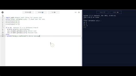 Python 3 Tutorial Quadratic Equation Solver Youtube