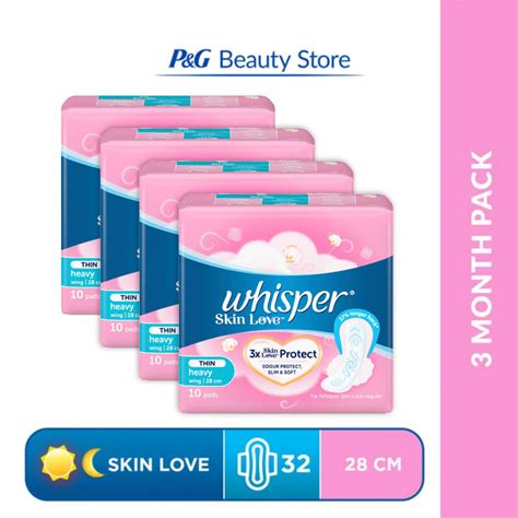 3 Month Pack Whisper Skin Love Sanitary Napkin With Wings 8 Pads