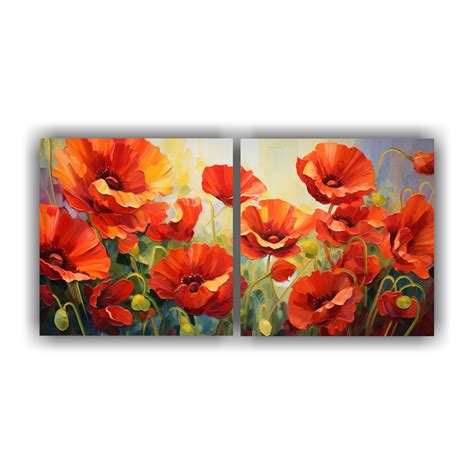 Cuadro De Pintura Abstracta De Flores Amapolas Con Detalles Intrincados