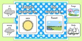 Weather And Season A4 Display Poster Arabic English Twinkl