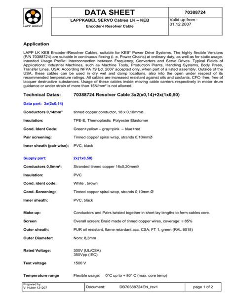 Data Sheet Produktinfo Conrad De