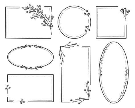 Satz Von Geometrischen Floralen Rahmen Grenze Mit Bl Ttern Beeren