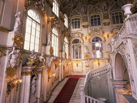 St Petersburg Hermitage Museum Interior Statue Stairs Baroque