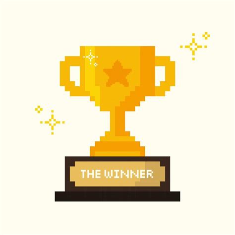 Pixel Golden Trophy The Winner Trophy Cup Pixel Art With Sparkle Star