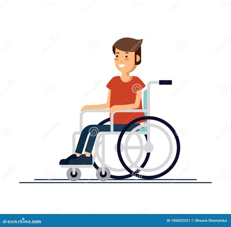 Cute Disabled Boy Kid Sitting In A Wheelchair Handicapped Person Flat