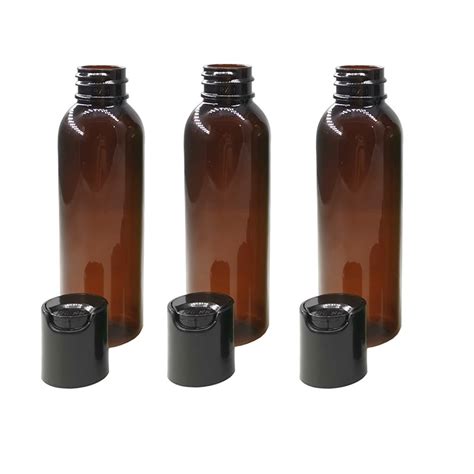 Js Essentials Ml Amber Plastic Boston Bottle With Black Fliptop Flip