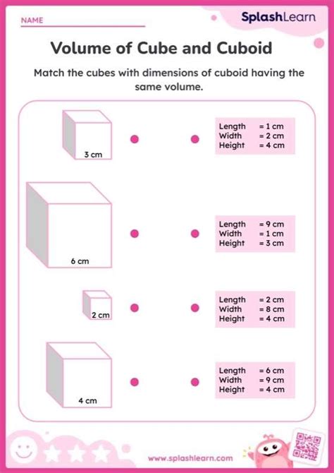 Match Cubes With Cuboids Of Equal Volume Printable Maths Sheet