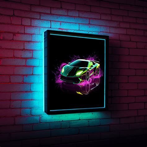 PRINTABLE Green Lamborghini Digital Download Neon Prints - Etsy