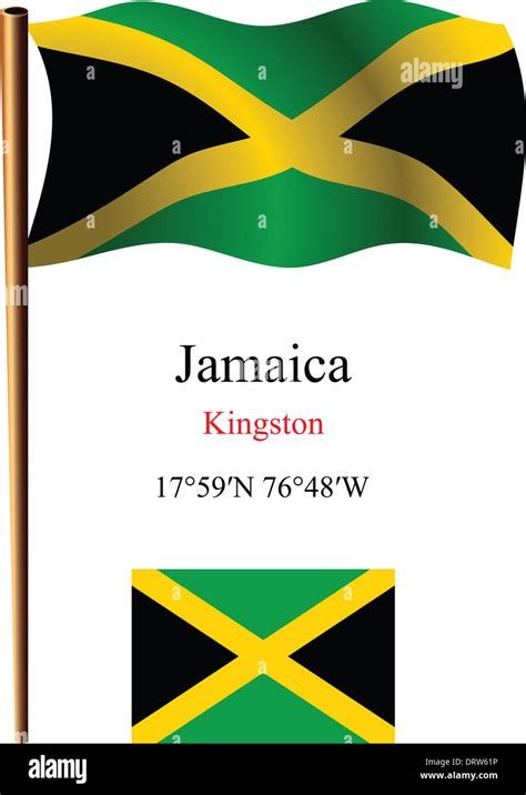 Jamaica bandera ondulada y coordina contra fondo blanco ilustración