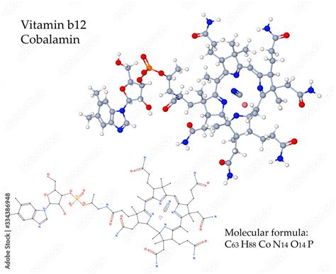 Vitamin B12 Cobalamin 3d Illustration Of Molecular Structure Vitamin